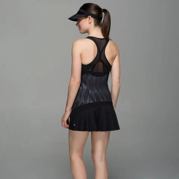 Lululemon sz 6 Ace Dress scratch match black multi excellent pre owned - Picture 3 of 12